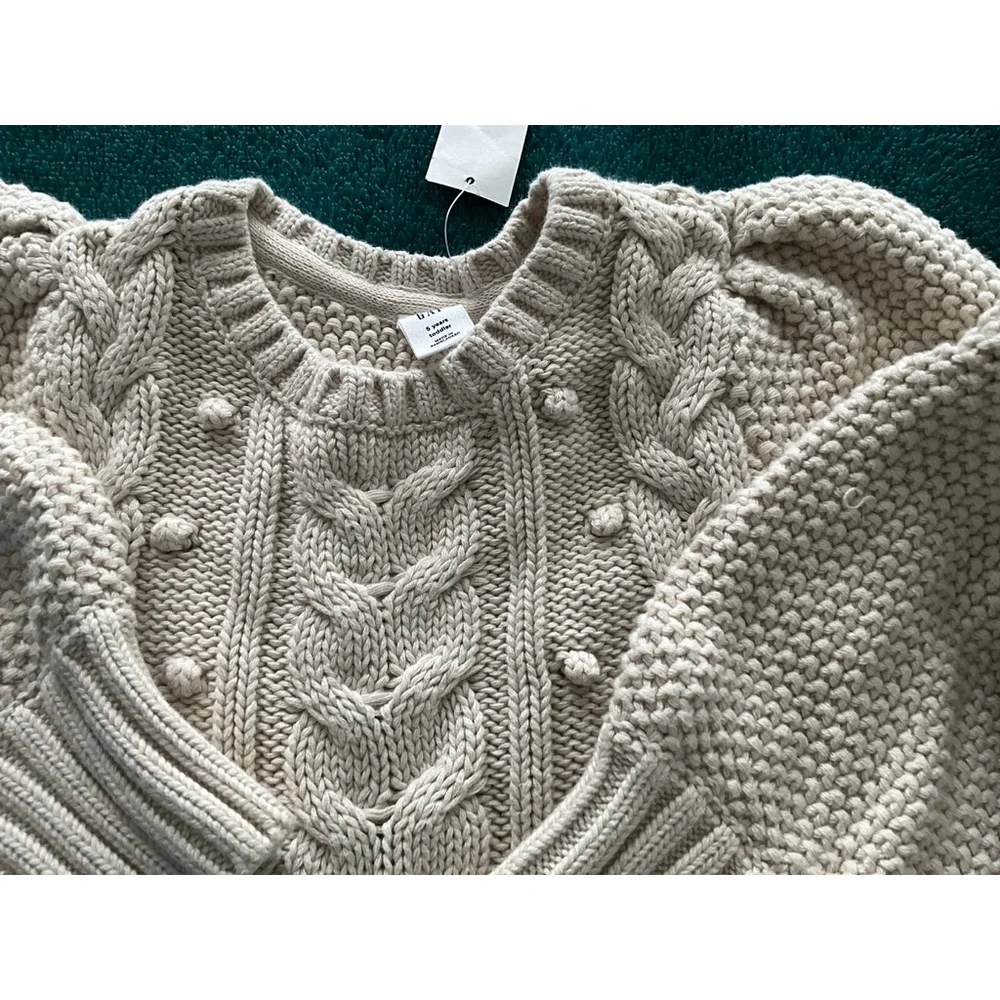 Baby Gap 5 Years Girl Blue‎ Cable Knit Sweater Pullover crew neck